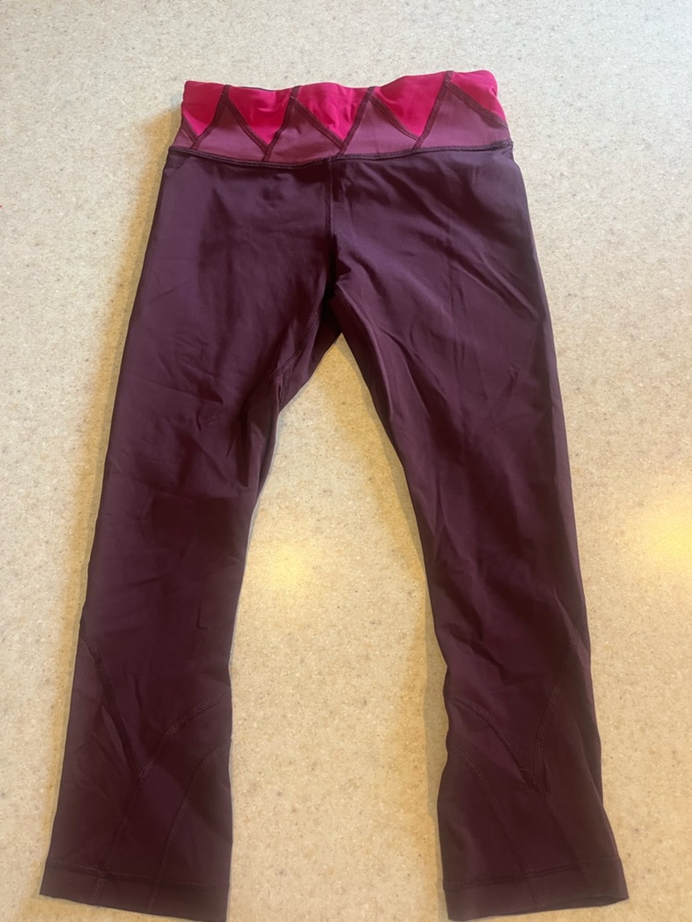 lululemon athletica Plum Leggings with Pink Waistband
